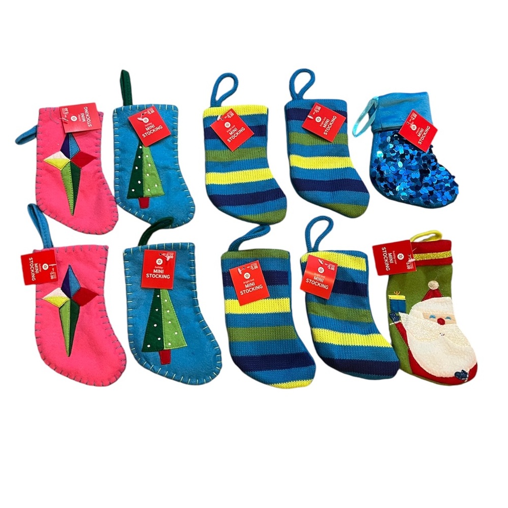 Lot of (10) mini Christmas stockings